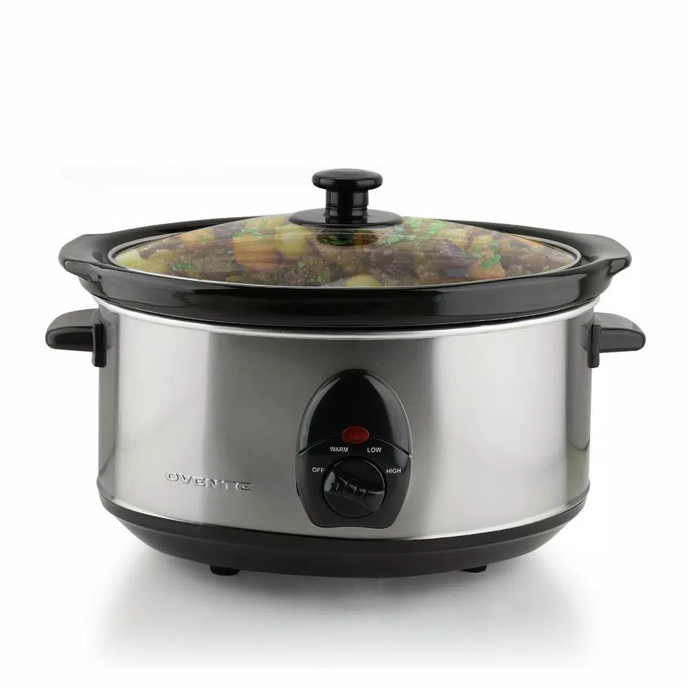 Cookers Ovente 3.7 Qt. Stainless Steel Electric Slow Cooker With Heat-Tempered Glass Lid, Adjustable Temperature Control, (SLO35ABR) 3 Cookers Ovente 3.7 Qt. Stainless Steel Electric Slow Cooker With Heat-Tempered Glass Lid, Adjustable Temperature Control, (SLO35ABR)