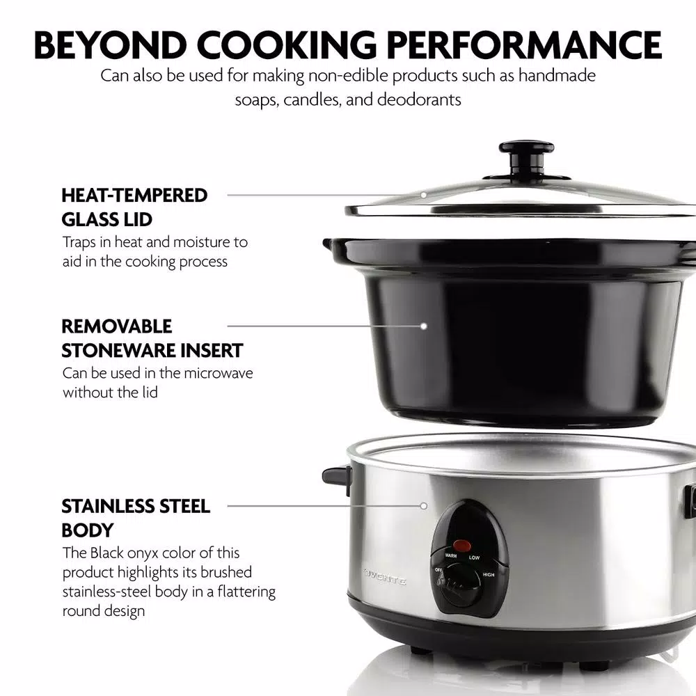Cookers Ovente 3.7 Qt. Stainless Steel Electric Slow Cooker With Heat-Tempered Glass Lid, Adjustable Temperature Control, (SLO35ABR) 4 Cookers Ovente 3.7 Qt. Stainless Steel Electric Slow Cooker With Heat-Tempered Glass Lid, Adjustable Temperature Control, (SLO35ABR) - Image 2