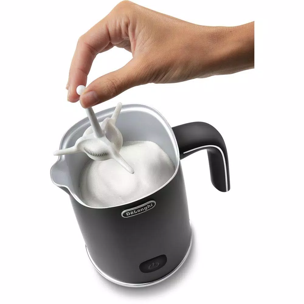 Coffee Makers DeLonghi 8.8 Oz. Matte Black Metal Electric Milk Frother With Non-Stick Interior 4 Coffee Makers DeLonghi 8.8 Oz. Matte Black Metal Electric Milk Frother With Non-Stick Interior - Image 2
