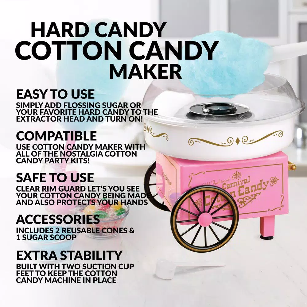 Dessert Makers Nostalgia 450 W Pink Cotton Candy Maker 4 Dessert Makers Nostalgia 450 W Pink Cotton Candy Maker - Image 2