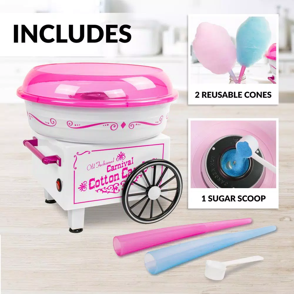 Dessert Makers Nostalgia Vintage Pink Cotton Candy Maker With 2 Cotton Candy Cones 6 Dessert Makers Nostalgia Vintage Pink Cotton Candy Maker With 2 Cotton Candy Cones - Image 4