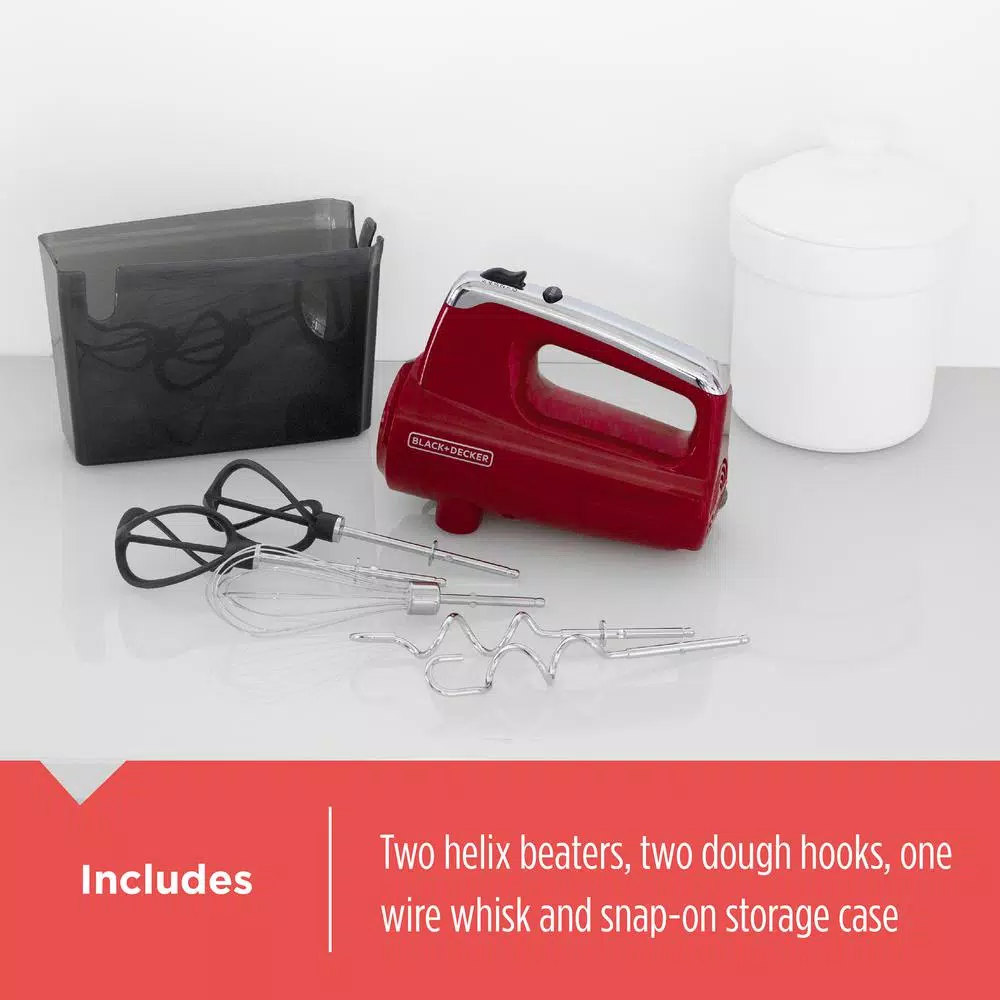 Mixers BLACK+DECKER Helix Performance Premium 5-Speed Mixer Red Hand Mixer 7 Mixers BLACK+DECKER Helix Performance Premium 5-Speed Mixer Red Hand Mixer - Image 5