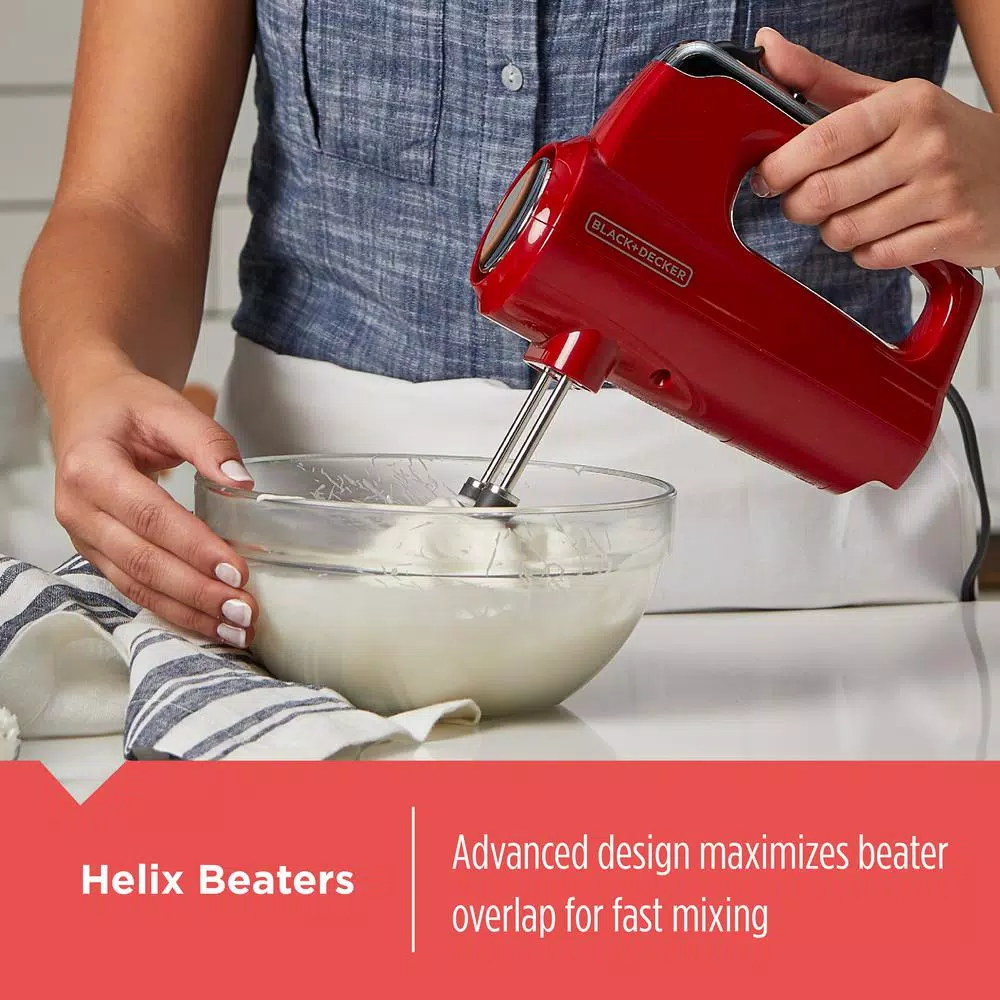 Mixers BLACK+DECKER Helix Performance Premium 5-Speed Mixer Red Hand Mixer 6 Mixers BLACK+DECKER Helix Performance Premium 5-Speed Mixer Red Hand Mixer - Image 4
