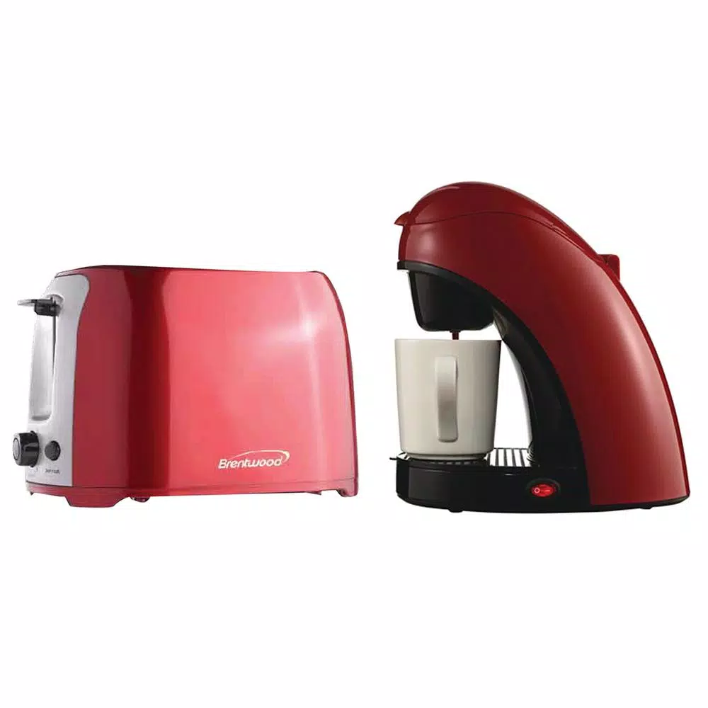 Coffee Makers Brentwood Appliances 1-Cup Red Coffee Maker With Mug And 2-Slice Red Extra-Wide Slot Toaster 3 Coffee Makers Brentwood Appliances 1-Cup Red Coffee Maker With Mug And 2-Slice Red Extra-Wide Slot Toaster