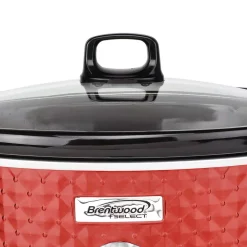 Cookers Brentwood Appliances Diamond 7 Qt. Red Slow Cooker With Tempered Glass Lid 12 Cookers Brentwood Appliances Diamond 7 Qt. Red Slow Cooker With Tempered Glass Lid -Dessert Makers Popular Store red brentwood appliances slow cookers sc 157r 1f 1000