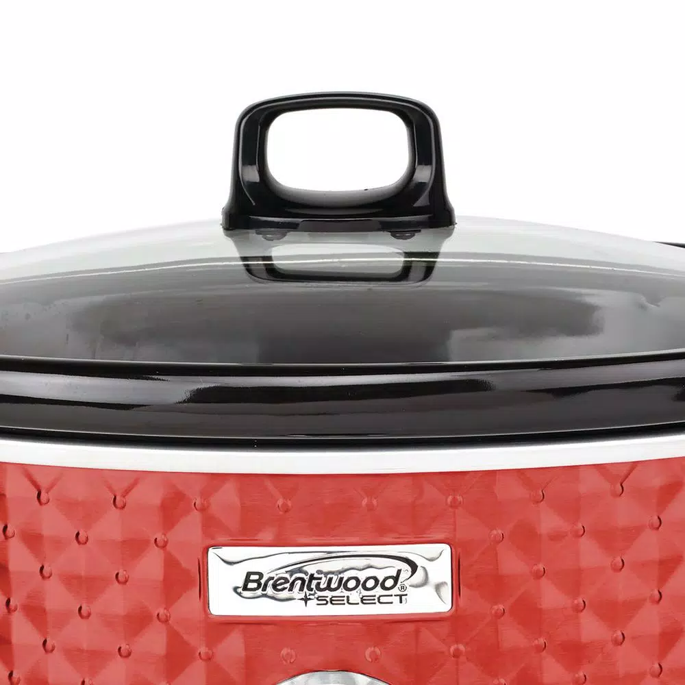 Cookers Brentwood Appliances Diamond 7 Qt. Red Slow Cooker With Tempered Glass Lid 6 Cookers Brentwood Appliances Diamond 7 Qt. Red Slow Cooker With Tempered Glass Lid - Image 4