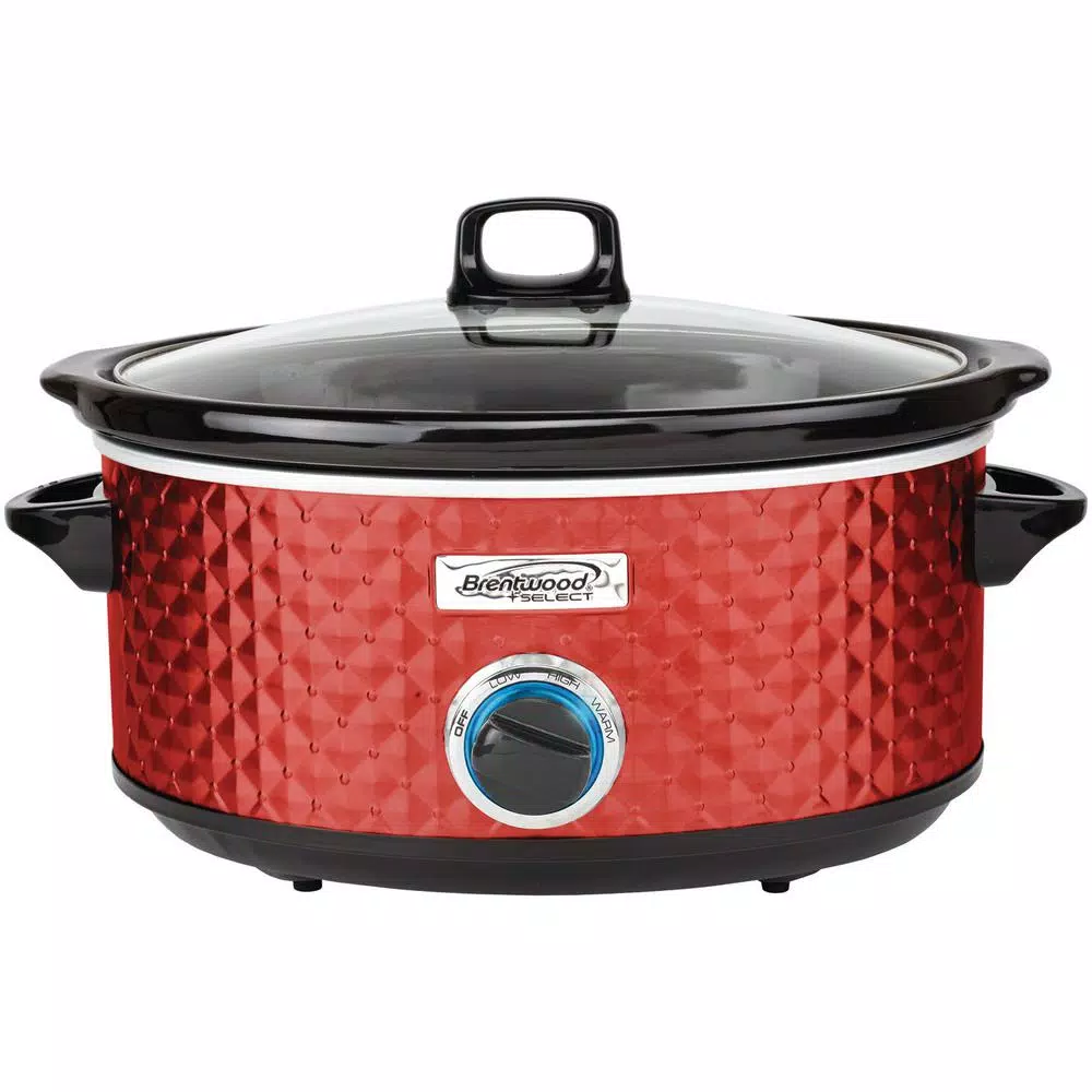 Cookers Brentwood Appliances Diamond 7 Qt. Red Slow Cooker With Tempered Glass Lid 3 Cookers Brentwood Appliances Diamond 7 Qt. Red Slow Cooker With Tempered Glass Lid