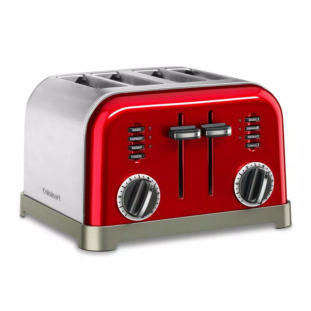 Toasters Cuisinart Classic Series 4-Slice Red Wide Slot Toaster With Crumb Tray 4 Toasters Cuisinart Classic Series 4-Slice Red Wide Slot Toaster With Crumb Tray - Image 2