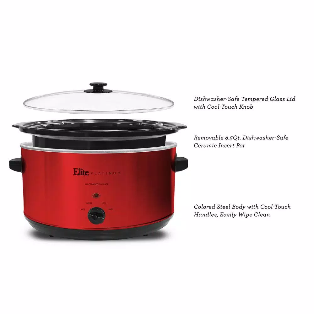 Cookers Elite Platinum 8.5 Qt. Red Slow Cooker 7 Cookers Elite Platinum 8.5 Qt. Red Slow Cooker - Image 5