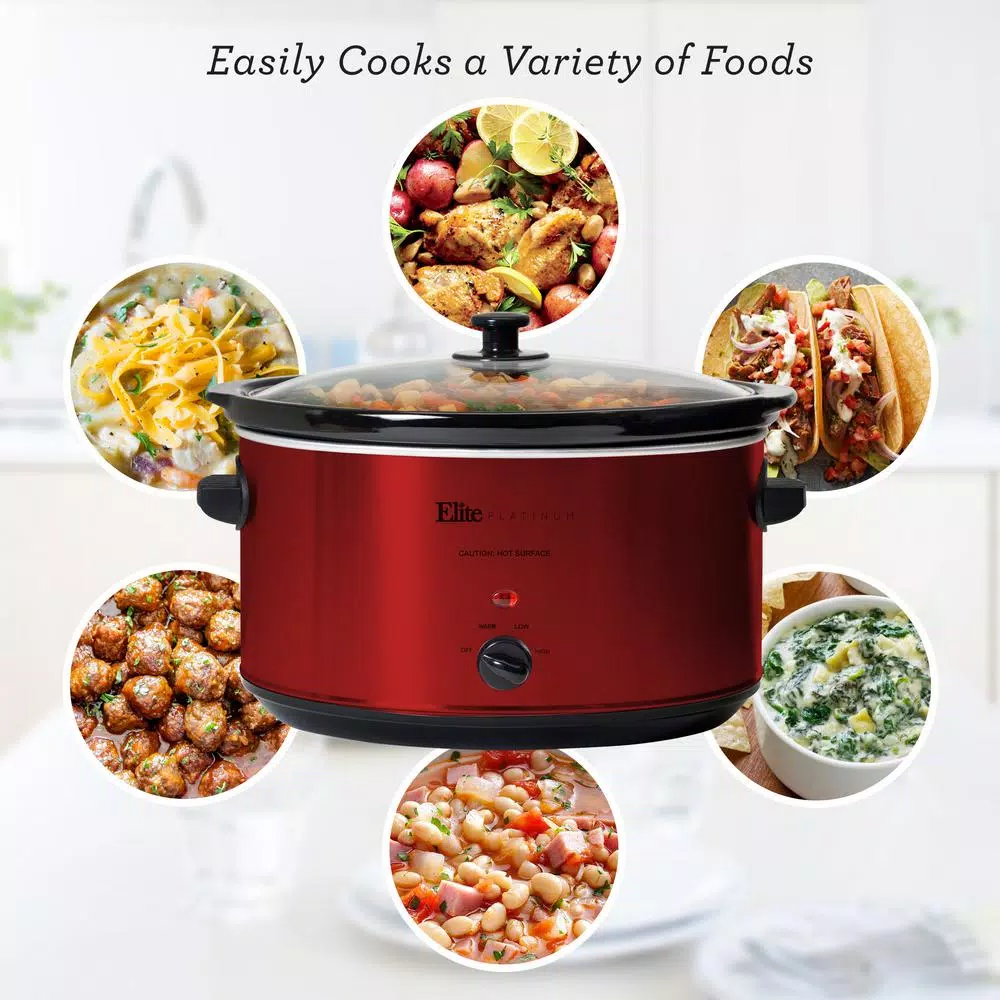 Cookers Elite Platinum 8.5 Qt. Red Slow Cooker 8 Cookers Elite Platinum 8.5 Qt. Red Slow Cooker - Image 6
