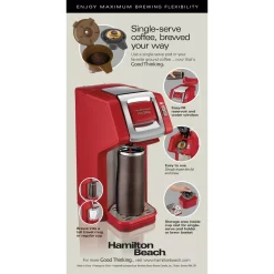 Coffee Makers Hamilton Beach 1-Cup Red FlexBrew Coffee Maker 16 Coffee Makers Hamilton Beach 1-Cup Red FlexBrew Coffee Maker -Dessert Makers Popular Store red hamilton beach drip coffee makers 49945 76 1000