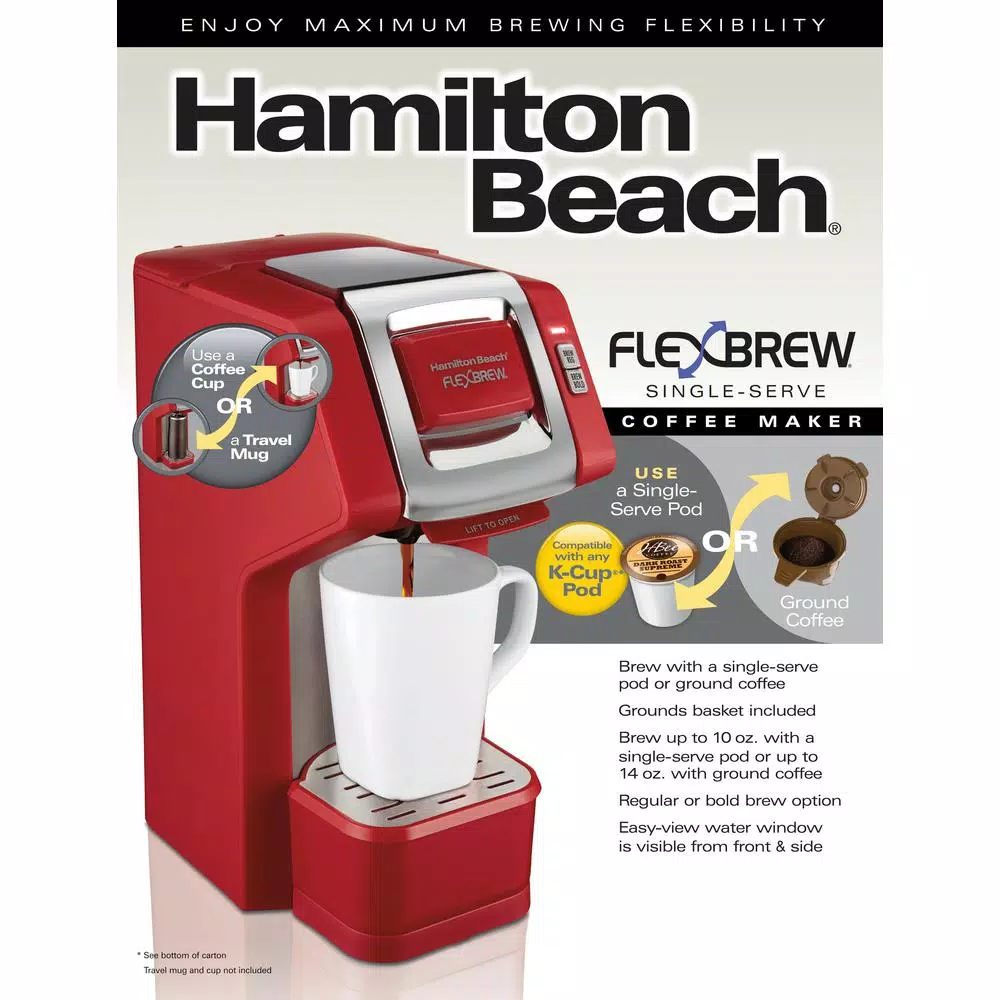 Coffee Makers Hamilton Beach 1-Cup Red FlexBrew Coffee Maker 8 Coffee Makers Hamilton Beach 1-Cup Red FlexBrew Coffee Maker - Image 6