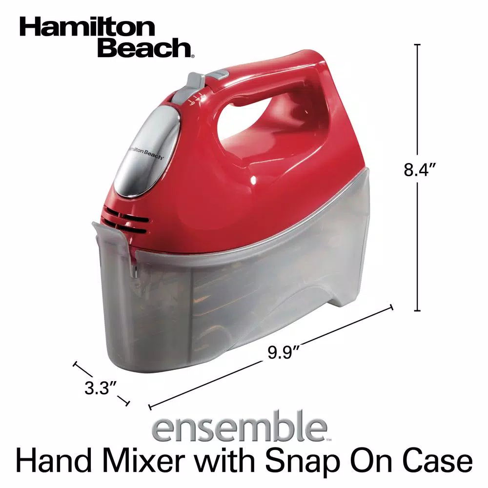 Mixers Hamilton Beach Ensemble 6-Speed Red Hand Mixer With Snap-On Case 4 Mixers Hamilton Beach Ensemble 6-Speed Red Hand Mixer With Snap-On Case - Image 2