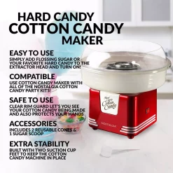 Dessert Makers Nostalgia Retro Red Hard And Sugar Free Cotton Candy Maker With Cotton Candy Cones -Dessert Makers Popular Store red nostalgia cotton candy machines pcm405retrored 44 1000