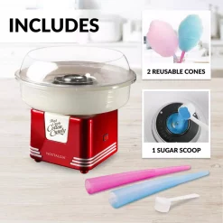 Dessert Makers Nostalgia Retro Red Hard And Sugar Free Cotton Candy Maker With Cotton Candy Cones -Dessert Makers Popular Store red nostalgia cotton candy machines pcm405retrored fa 1000