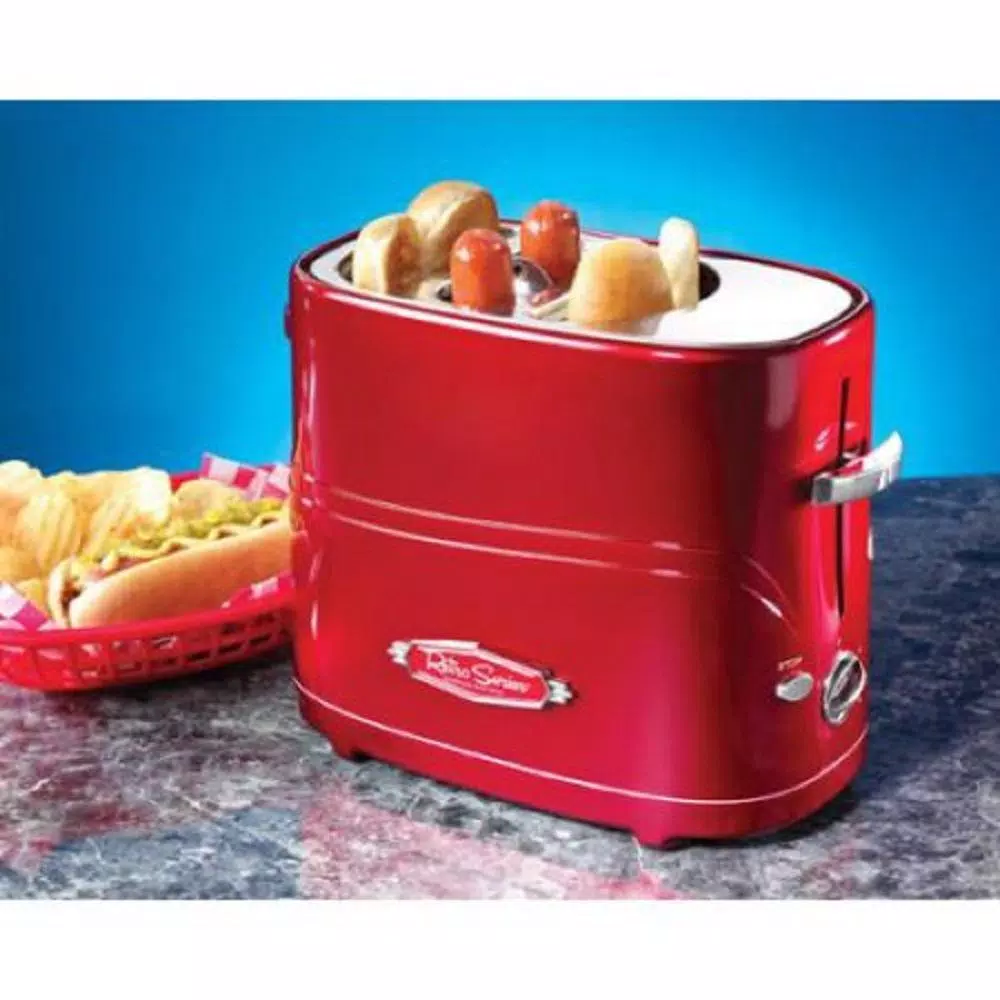 Toasters Nostalgia Retro Series 2-Slice Red Long Slot Hot Dog And Bun Toaster With Crumb Tray And Mini Tongs 8 Toasters Nostalgia Retro Series 2-Slice Red Long Slot Hot Dog And Bun Toaster With Crumb Tray And Mini Tongs - Image 6