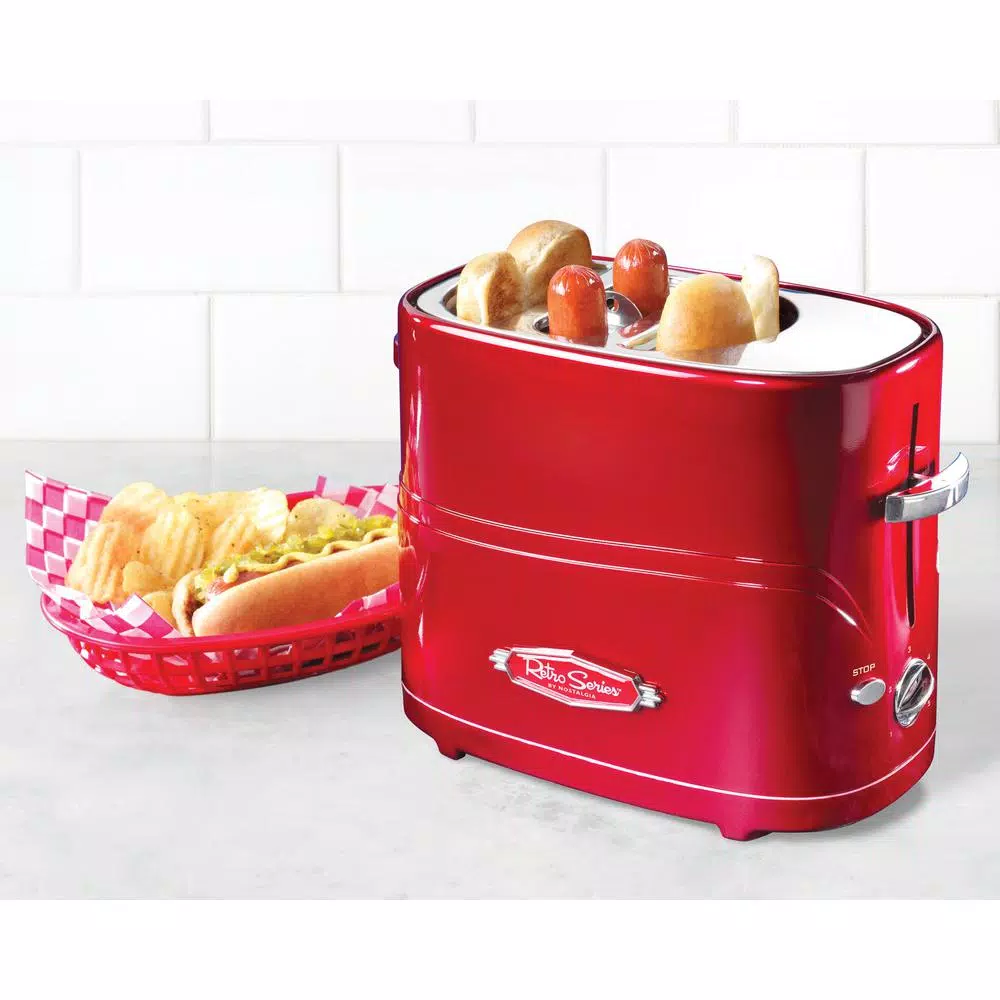 Toasters Nostalgia Retro Series 2-Slice Red Long Slot Hot Dog And Bun Toaster With Crumb Tray And Mini Tongs 7 Toasters Nostalgia Retro Series 2-Slice Red Long Slot Hot Dog And Bun Toaster With Crumb Tray And Mini Tongs - Image 5