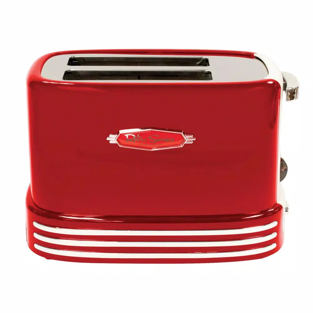 Toasters Nostalgia Retro Series 2-Slice Red Wide Slot Bagel Toaster With Crumb Tray And Shade Settings 2 Toasters Nostalgia Retro Series 2-Slice Red Wide Slot Bagel Toaster With Crumb Tray And Shade Settings