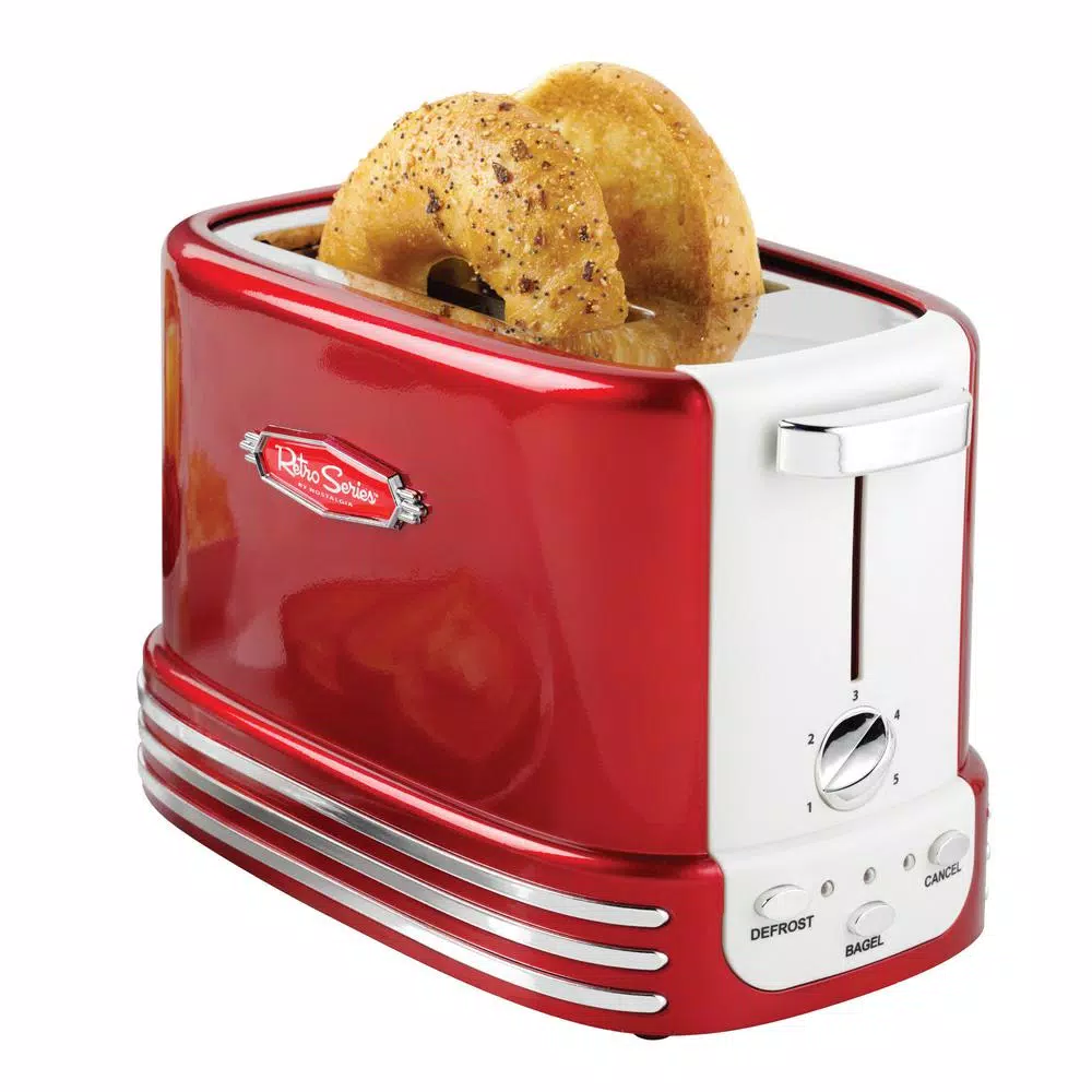 Toasters Nostalgia Retro Series 2-Slice Red Wide Slot Bagel Toaster With Crumb Tray And Shade Settings 3 Toasters Nostalgia Retro Series 2-Slice Red Wide Slot Bagel Toaster With Crumb Tray And Shade Settings - Image 2