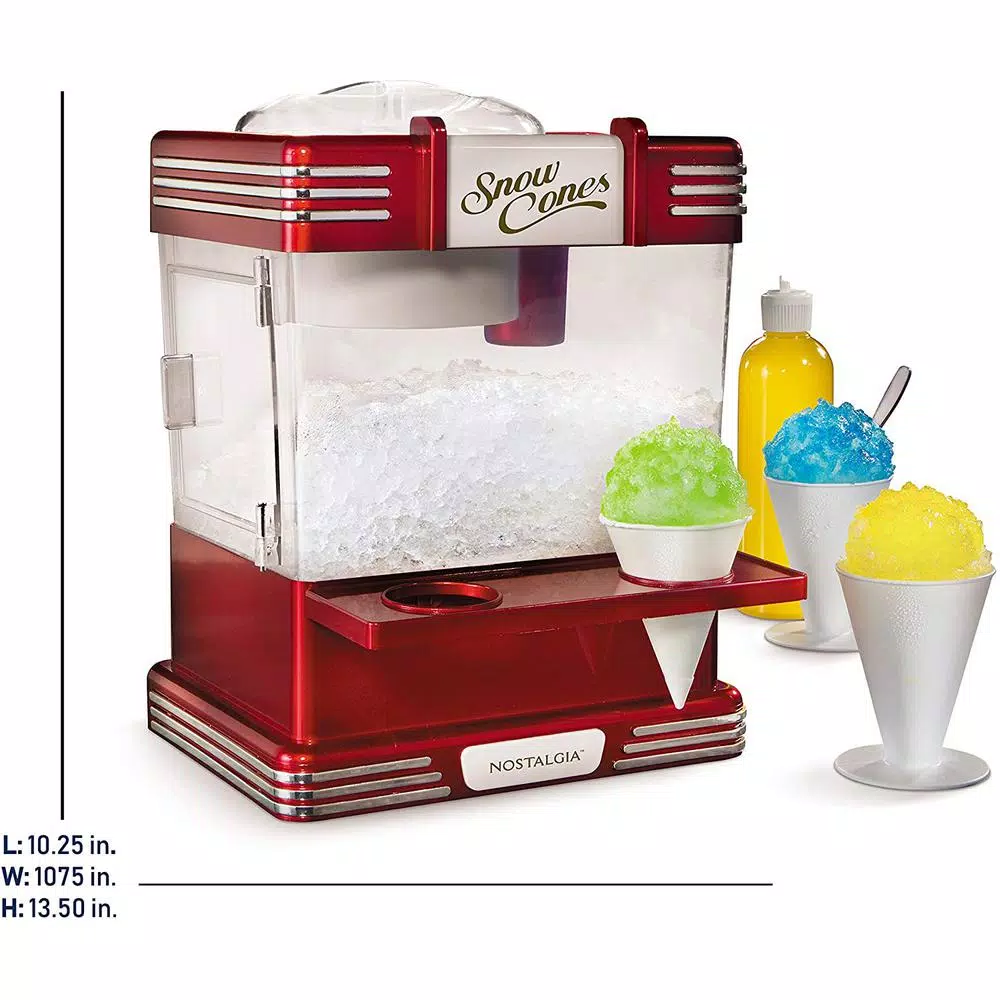 Dessert Makers Nostalgia Retro 300 Oz. Red Countertop Snow Cone Machine 6 Dessert Makers Nostalgia Retro 300 Oz. Red Countertop Snow Cone Machine - Image 4