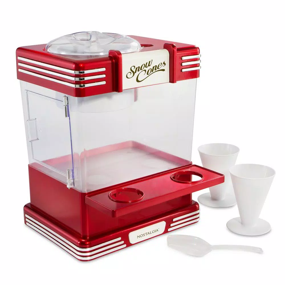 Dessert Makers Nostalgia Retro 300 Oz. Red Countertop Snow Cone Machine 3 Dessert Makers Nostalgia Retro 300 Oz. Red Countertop Snow Cone Machine