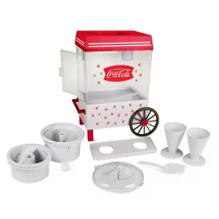 Dessert Makers Nostalgia 160 Oz. Coca-Cola Red Snow Cone Machine With Reusable Cones