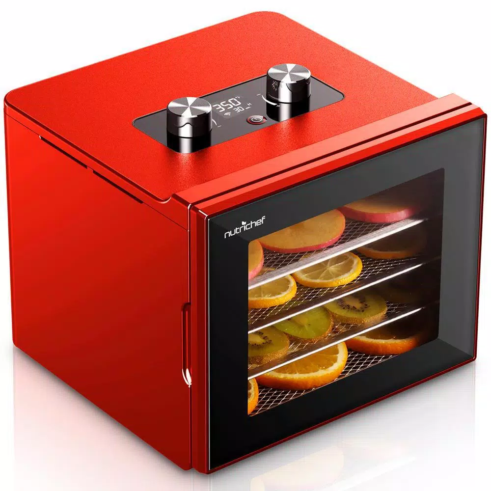 Food Processing NutriChef 4-Tray Red 350 Watt Premium Food Dehydrator Machine With Digital Timer And Temperature Control 3 Food Processing NutriChef 4-Tray Red 350 Watt Premium Food Dehydrator Machine With Digital Timer And Temperature Control