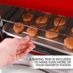 Toasters Nostalgia Retro 1500 W 12-Slice Retro Red Convection Toaster Oven With Built In Timer -Dessert Makers Popular Store retro red nostalgia toaster ovens rtov2rr 44 1000