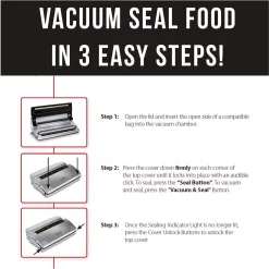 Food Processing CASO VC 200 Black And Silver Food Vacuum Sealer With Fold-Out Cutter, Roll Box And Vacuum Bag Set 20 Food Processing CASO VC 200 Black And Silver Food Vacuum Sealer With Fold-Out Cutter, Roll Box And Vacuum Bag Set -Dessert Makers Popular Store silver black caso food vacuum sealers 11390 2 kit 76 1000