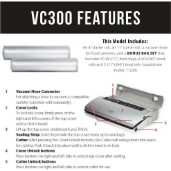 Food Processing CASO VC 300 Black And Silver Food Vacuum Sealer With Food Management App And Vacuum Bag Set 17 Food Processing CASO VC 300 Black And Silver Food Vacuum Sealer With Food Management App And Vacuum Bag Set -Dessert Makers Popular Store silver black caso food vacuum sealers 11392 2 kit 1f 1000