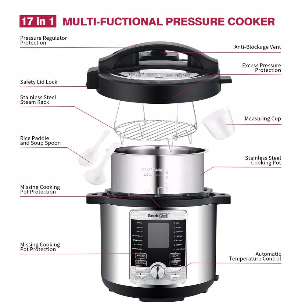 Cookers Boyel Living 6 Qt. Stainless Steel 17-in-1 Multi-Use Electric Pressure Cooker With Stainless Steel Inner Pot 9 Cookers Boyel Living 6 Qt. Stainless Steel 17-in-1 Multi-Use Electric Pressure Cooker With Stainless Steel Inner Pot - Image 7