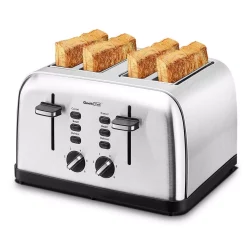 Toasters Boyel Living 1500 W 4-Slice Silver Wide Slot Toaster With Dual Control Panels 21 Toasters Boyel Living 1500 W 4-Slice Silver Wide Slot Toaster With Dual Control Panels -Dessert Makers Popular Store silver boyel living pop up toasters gbk gts4a 31 1000