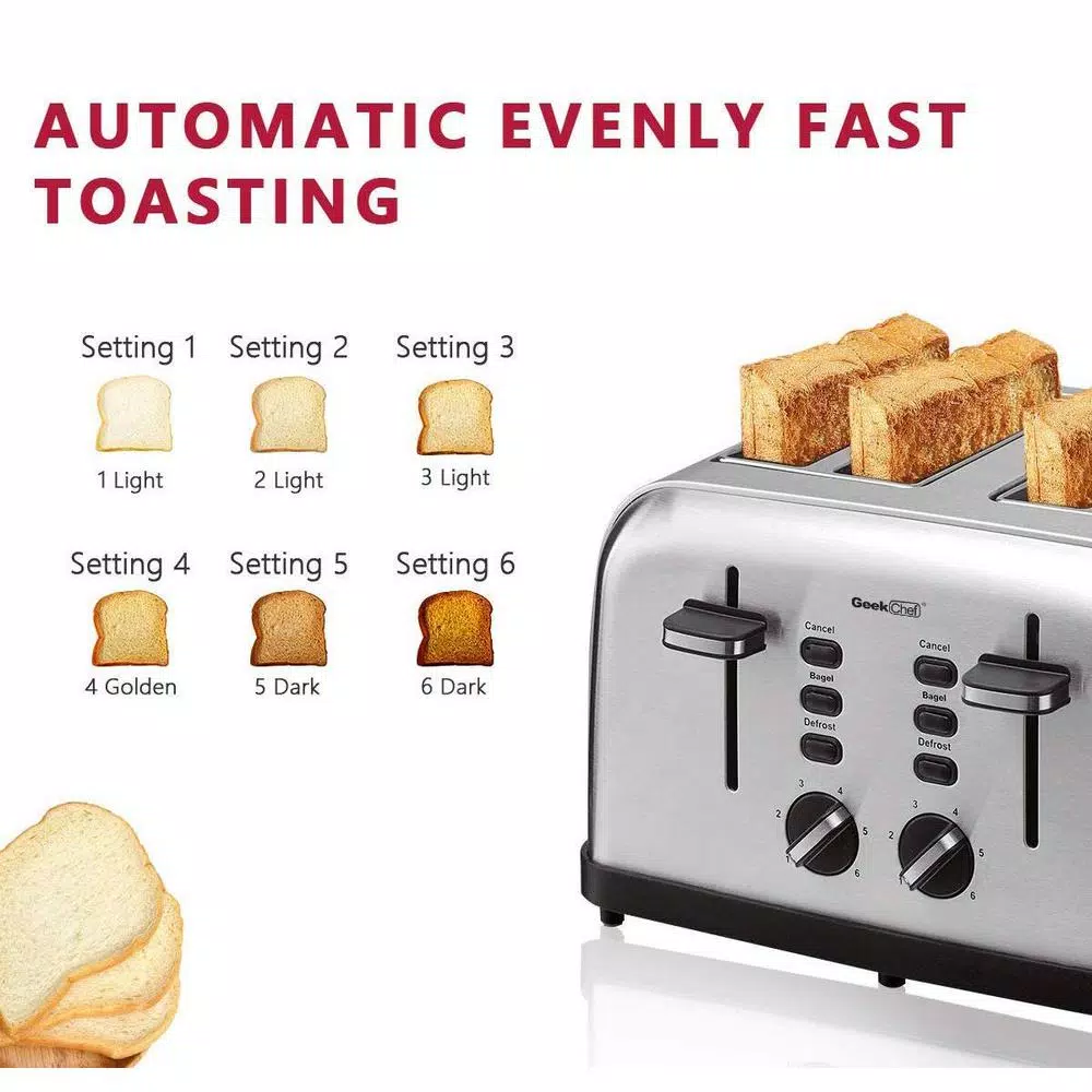 Toasters Boyel Living 1500 W 4-Slice Silver Wide Slot Toaster With Dual Control Panels 9 Toasters Boyel Living 1500 W 4-Slice Silver Wide Slot Toaster With Dual Control Panels - Image 7