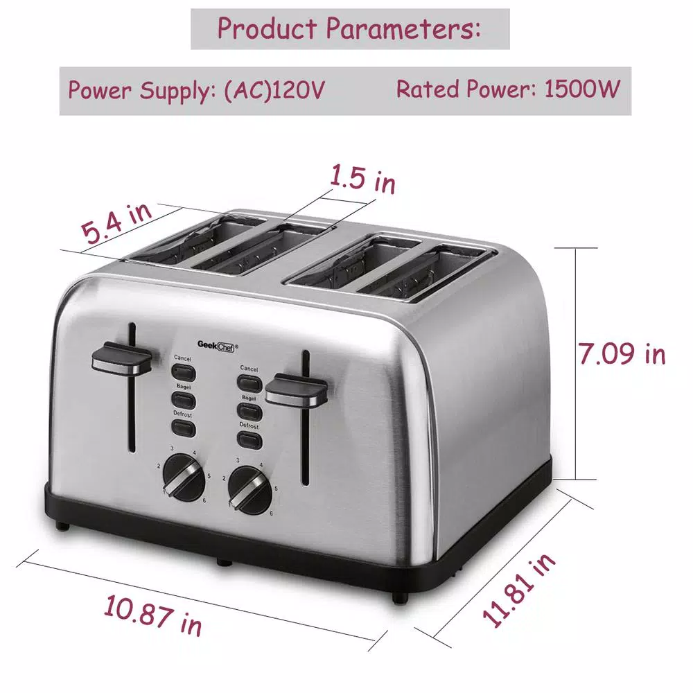 Toasters Boyel Living 1500 W 4-Slice Silver Wide Slot Toaster With Dual Control Panels 7 Toasters Boyel Living 1500 W 4-Slice Silver Wide Slot Toaster With Dual Control Panels - Image 5