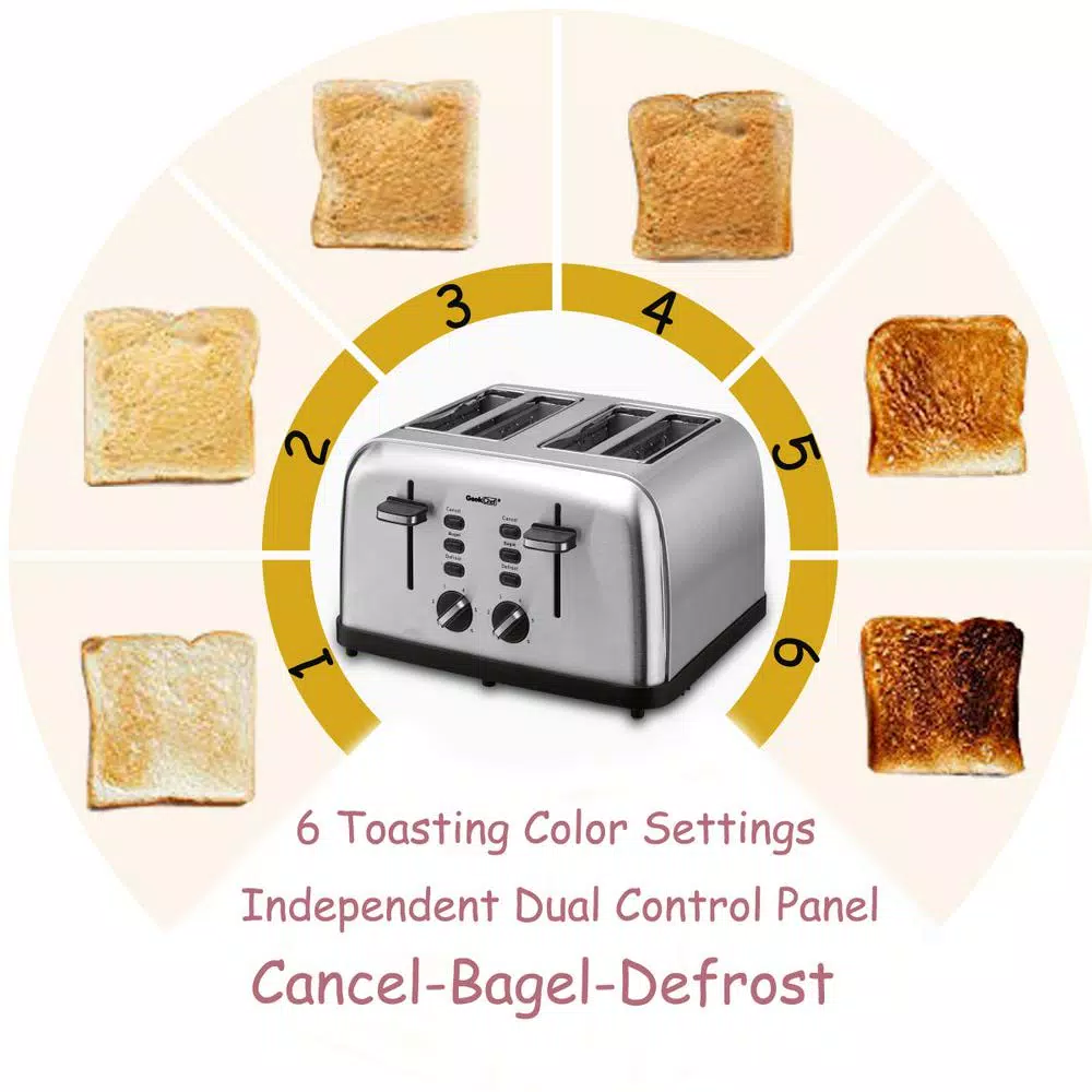 Toasters Boyel Living 1500 W 4-Slice Silver Wide Slot Toaster With Dual Control Panels 5 Toasters Boyel Living 1500 W 4-Slice Silver Wide Slot Toaster With Dual Control Panels - Image 3