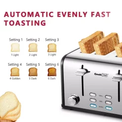 Toasters Boyel Living 1650 W 4-Slice Silver Wide Slot Toaster With Dual Control Panels Of Bagel, Defrost And Cancel Function -Dessert Makers Popular Store silver boyel living pop up toasters gbk gts4b 76 1000