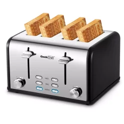 Toasters Boyel Living 1650 W 4-Slice Silver Wide Slot Toaster With Dual Control Panels Of Bagel, Defrost And Cancel Function -Dessert Makers Popular Store silver boyel living pop up toasters gbk gts4b c3 1000