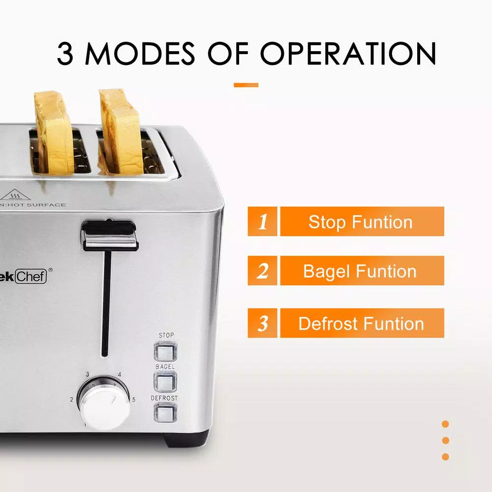 Toasters Boyel Living 1500 W 4-Slice Silver Wide Slot Toaster With 6 Bread Shade Settings And Removable Crumb Tray 7 Toasters Boyel Living 1500 W 4-Slice Silver Wide Slot Toaster With 6 Bread Shade Settings And Removable Crumb Tray - Image 5