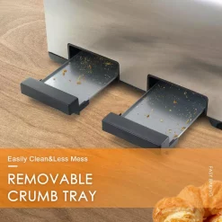 Toasters Boyel Living 1500 W 4-Slice Silver Wide Slot Toaster With 6 Bread Shade Settings And Removable Crumb Tray 15 Toasters Boyel Living 1500 W 4-Slice Silver Wide Slot Toaster With 6 Bread Shade Settings And Removable Crumb Tray -Dessert Makers Popular Store silver boyel living pop up toasters gbk gts4c 44 1000