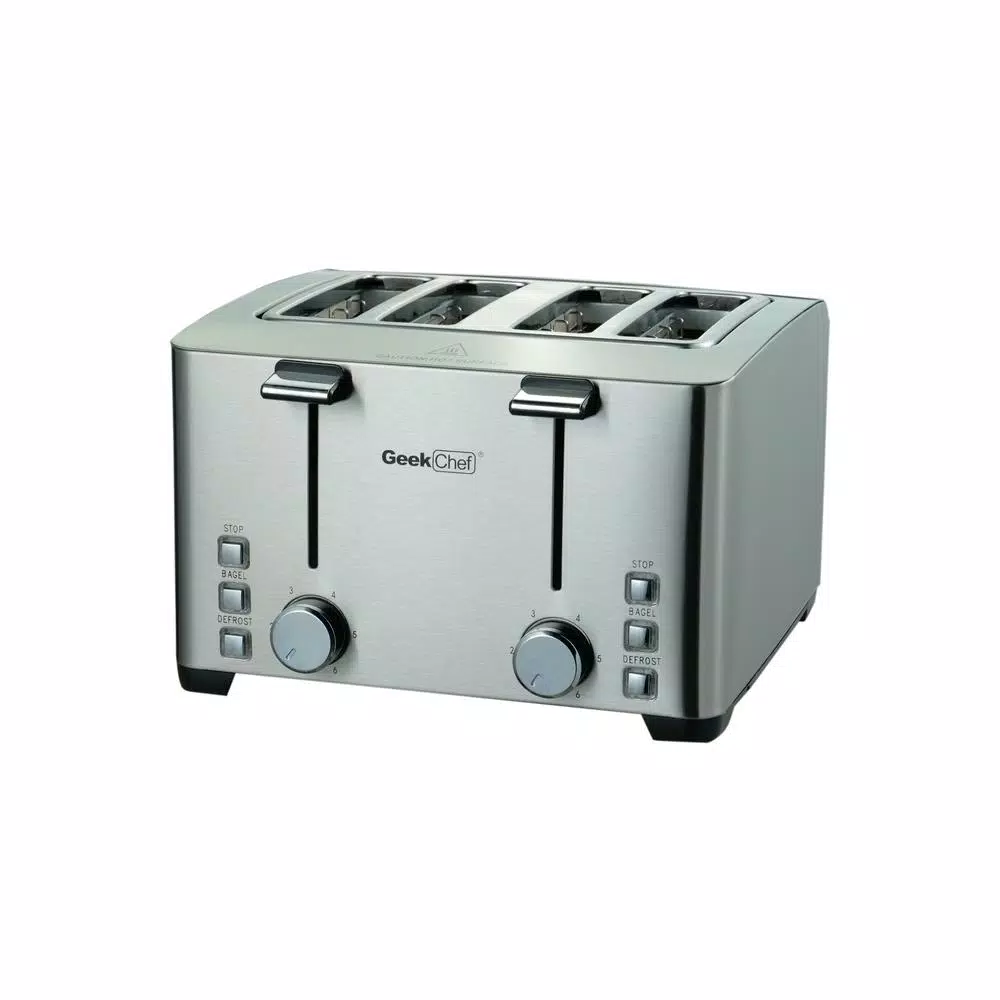 Toasters Boyel Living 1500 W 4-Slice Silver Wide Slot Toaster With 6 Bread Shade Settings And Removable Crumb Tray 3 Toasters Boyel Living 1500 W 4-Slice Silver Wide Slot Toaster With 6 Bread Shade Settings And Removable Crumb Tray