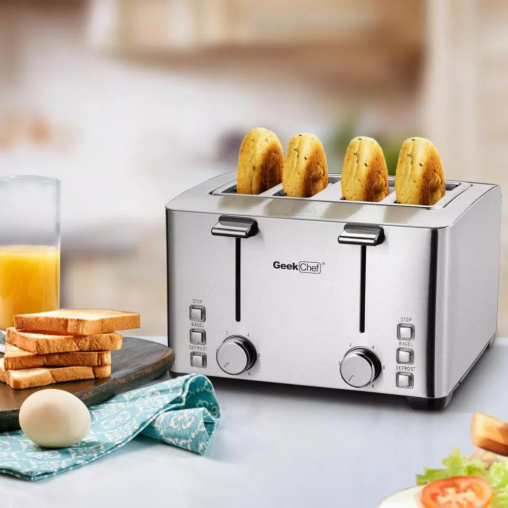 Toasters Boyel Living 1500 W 4-Slice Silver Wide Slot Toaster With 6 Bread Shade Settings And Removable Crumb Tray 4 Toasters Boyel Living 1500 W 4-Slice Silver Wide Slot Toaster With 6 Bread Shade Settings And Removable Crumb Tray - Image 2