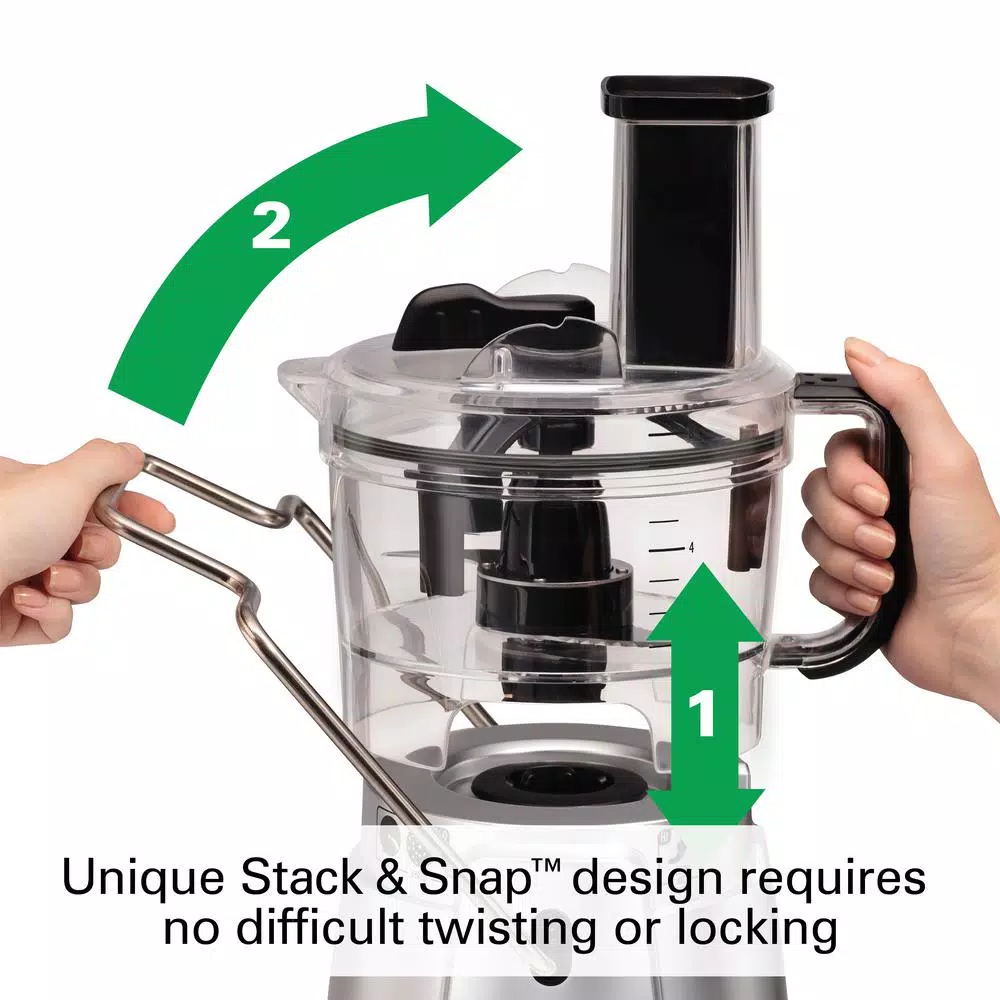 Food Processing Hamilton Beach Stack & Snap 8-Cup 3-Speed Silver Food Processor With Built-in Bowl Scraper 8 Food Processing Hamilton Beach Stack & Snap 8-Cup 3-Speed Silver Food Processor With Built-in Bowl Scraper - Image 6