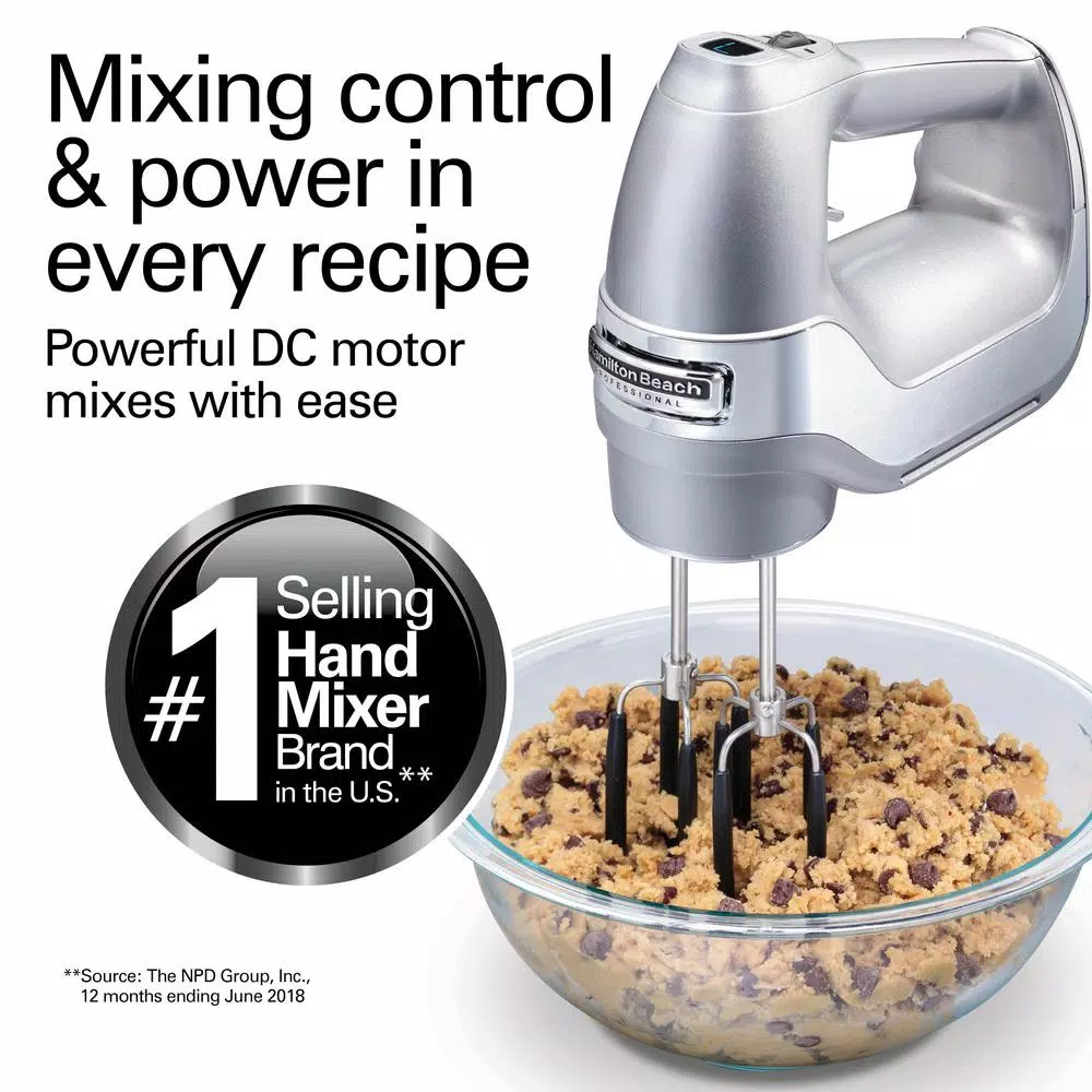 Mixers Hamilton Beach 7-Speed Electric Hand Mixer, Silver And Chrome, With SoftScrape Beaters, Whisk, Dough Hooks And Snap-On Storage Case 6 Mixers Hamilton Beach 7-Speed Electric Hand Mixer, Silver And Chrome, With SoftScrape Beaters, Whisk, Dough Hooks And Snap-On Storage Case - Image 4