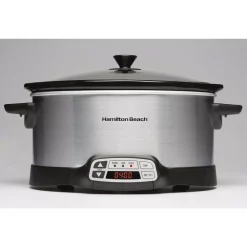 Cookers Hamilton Beach 6 Qt. Programmable Silver Slow Cooker With Temperature Controls 11 Cookers Hamilton Beach 6 Qt. Programmable Silver Slow Cooker With Temperature Controls -Dessert Makers Popular Store silver hamilton beach slow cookers 33660 44 1000