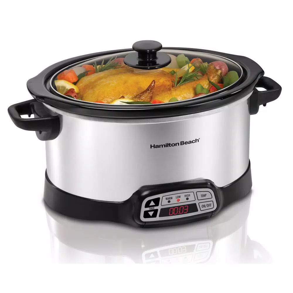 Cookers Hamilton Beach 6 Qt. Programmable Silver Slow Cooker With Temperature Controls 3 Cookers Hamilton Beach 6 Qt. Programmable Silver Slow Cooker With Temperature Controls