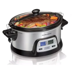 Cookers Hamilton Beach FlexCook 6 Qt. Silver Programmable Slow Cooker With Temperature Controls -Dessert Makers Popular Store silver hamilton beach slow cookers 33861 44 1000