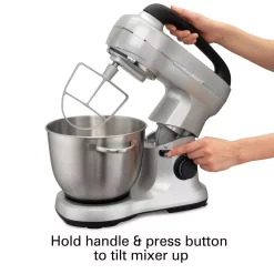Mixers Hamilton Beach 4 Qt. 7-Speed Stainless Steel Stand Mixer With Flat Beater, Dough Hook And Whisk 13 Mixers Hamilton Beach 4 Qt. 7-Speed Stainless Steel Stand Mixer With Flat Beater, Dough Hook And Whisk -Dessert Makers Popular Store silver hamilton beach stand mixers 63392 44 1000
