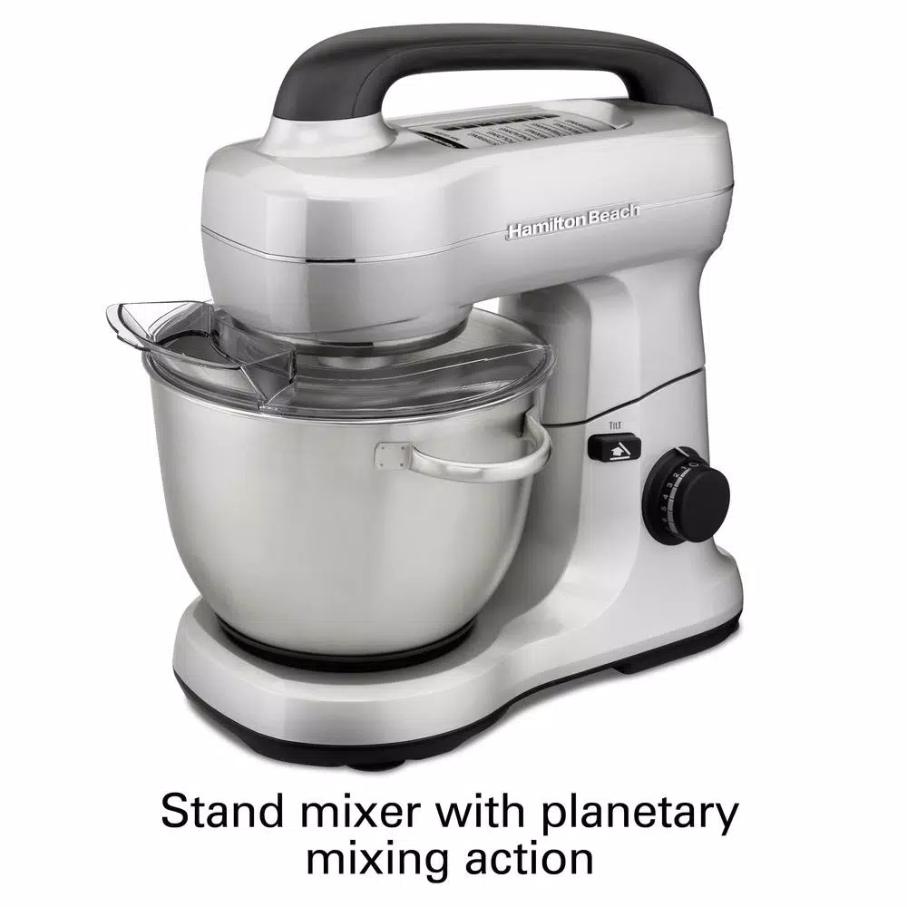 Mixers Hamilton Beach 4 Qt. 7-Speed Stainless Steel Stand Mixer With Flat Beater, Dough Hook And Whisk 3 Mixers Hamilton Beach 4 Qt. 7-Speed Stainless Steel Stand Mixer With Flat Beater, Dough Hook And Whisk