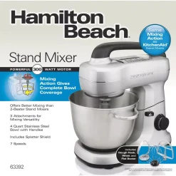 Mixers Hamilton Beach 4 Qt. 7-Speed Stainless Steel Stand Mixer With Flat Beater, Dough Hook And Whisk 15 Mixers Hamilton Beach 4 Qt. 7-Speed Stainless Steel Stand Mixer With Flat Beater, Dough Hook And Whisk -Dessert Makers Popular Store silver hamilton beach stand mixers 63392 76 1000