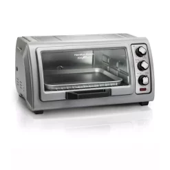Toasters Hamilton Beach Easy Reach 1400 W 6-Slice Grey Toaster Oven With Roll Top Door